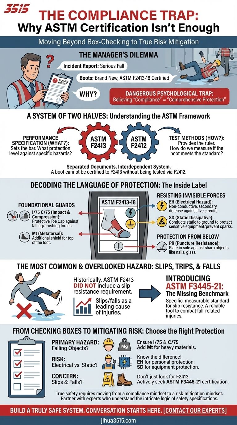 Le piège de la conformité : pourquoi vos bottes certifiées ASTM pourraient manquer l'essentiel Guide Visuel