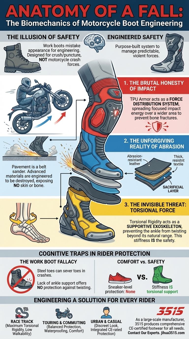 Anatomía de una Caída: La Biomecánica de la Ingeniería de Botas de Motocicleta Guía Visual