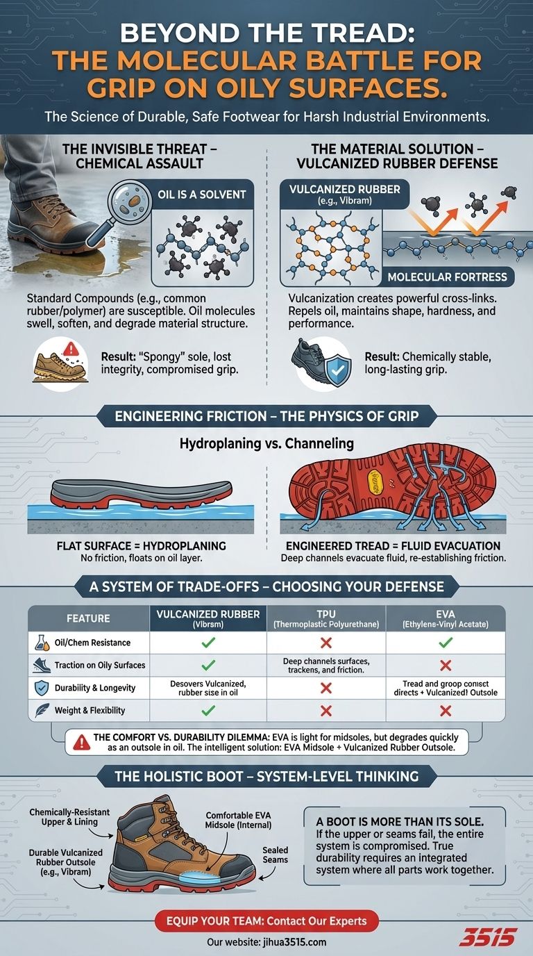 Au-delà de la bande de roulement : La bataille moléculaire pour l'adhérence sur les surfaces huileuses Guide Visuel