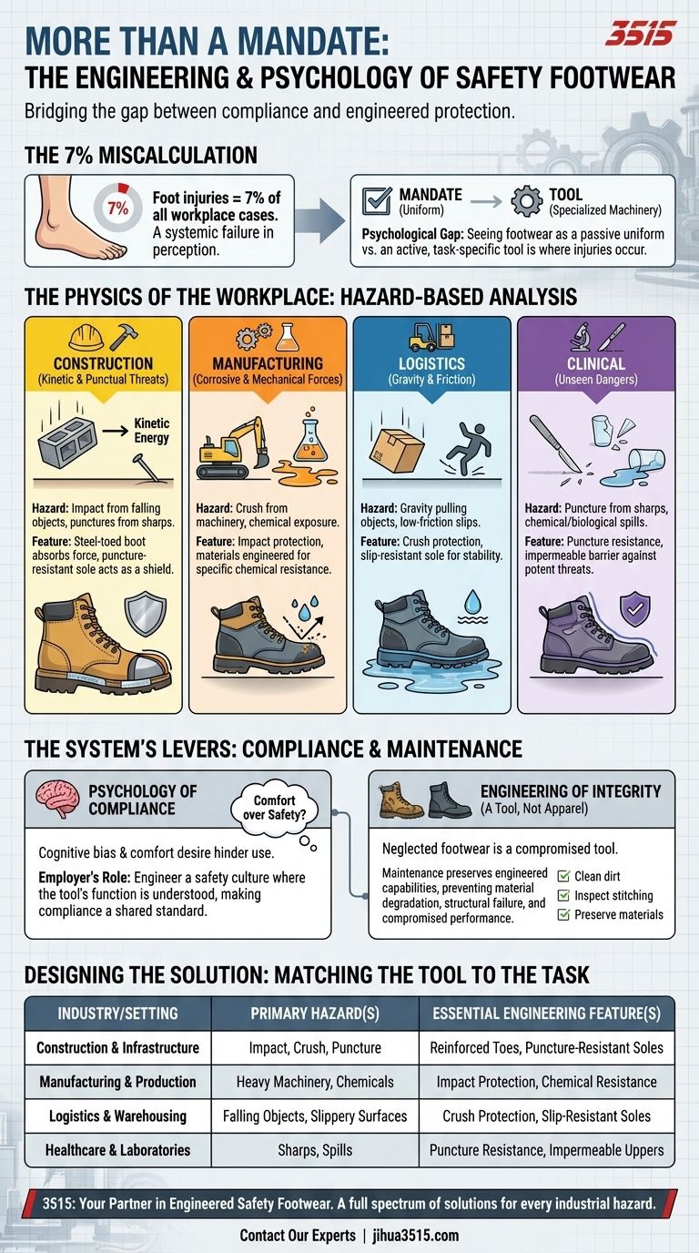 Más que un mandato: la ingeniería y la psicología del calzado de seguridad Guía Visual