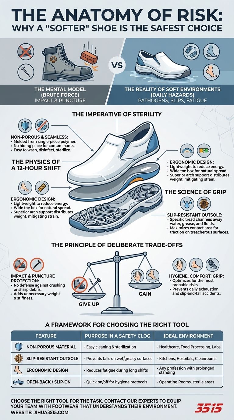 La anatomía del riesgo: por qué un zapato "más suave" suele ser la opción más segura Guía Visual
