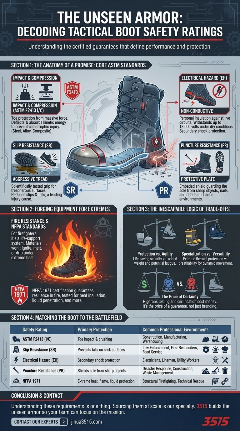 보이지 않는 갑옷: 전술 부츠를 정의하는 안전 등급 해독 시각적 가이드