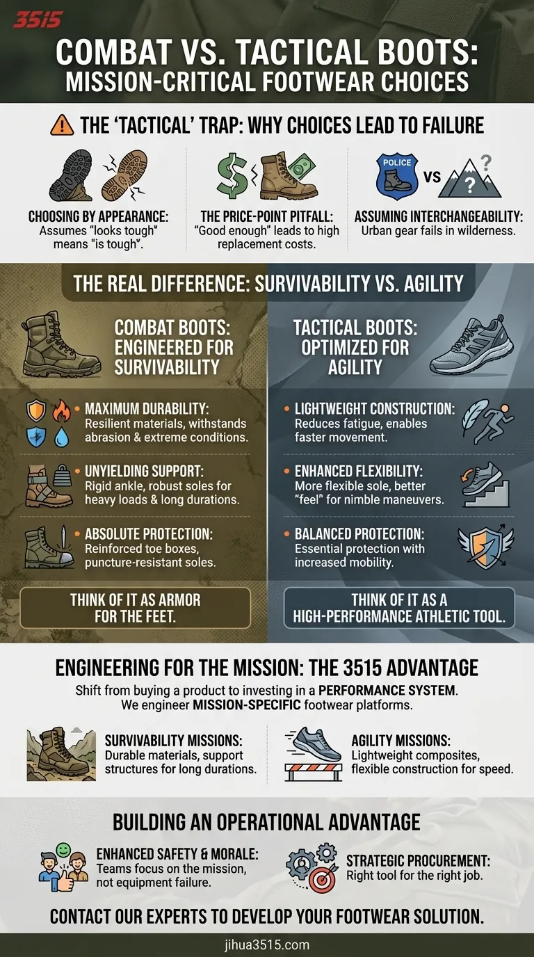 Stivali da Combattimento vs. Stivali Tattici: Perché Scegliere Quello Sbagliato Mette a Rischio la Tua Missione Guida Visiva
