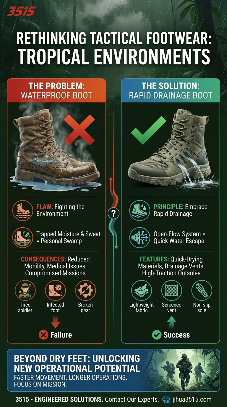 Rethinking Tactical Footwear: Why Drainage Beats Waterproofing in Tropical Environments Visual Guide