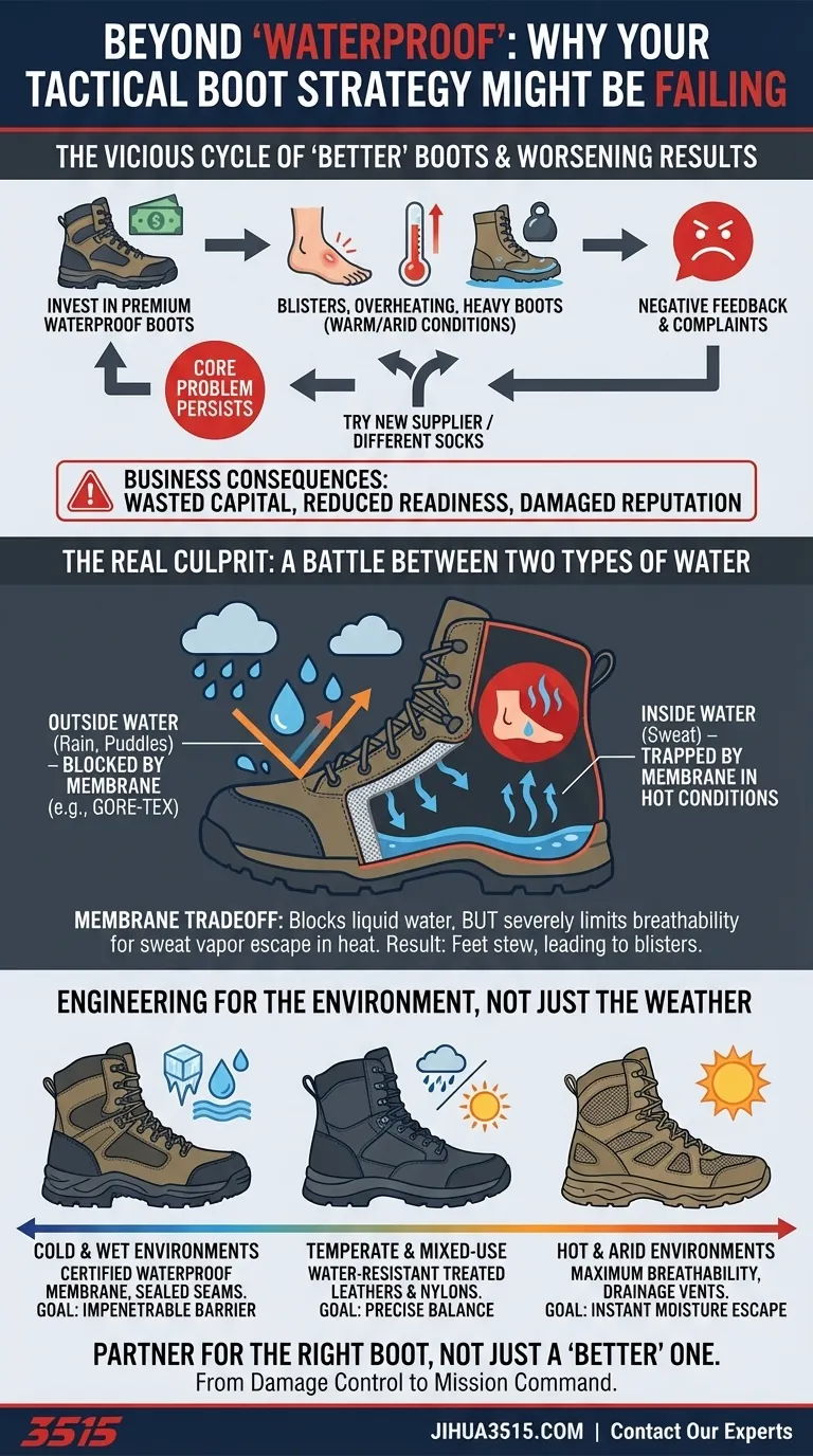 Oltre l'"impermeabile": perché la tua strategia per gli scarponi tattici potrebbe fallire i tuoi team Guida Visiva