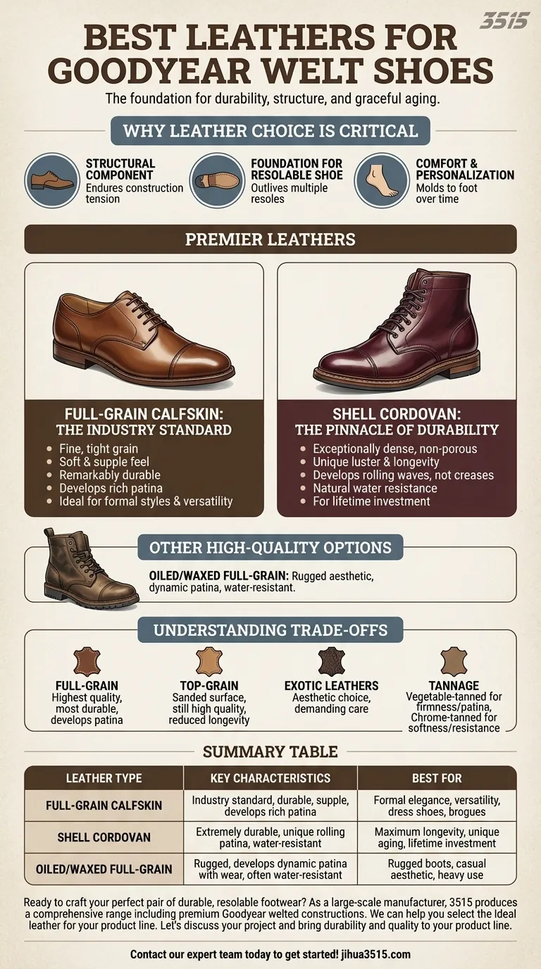 Quels types de cuir conviennent le mieux aux chaussures Goodyear cousues ? Choisissez pour la durabilité et la ressemelabilité Guide Visuel