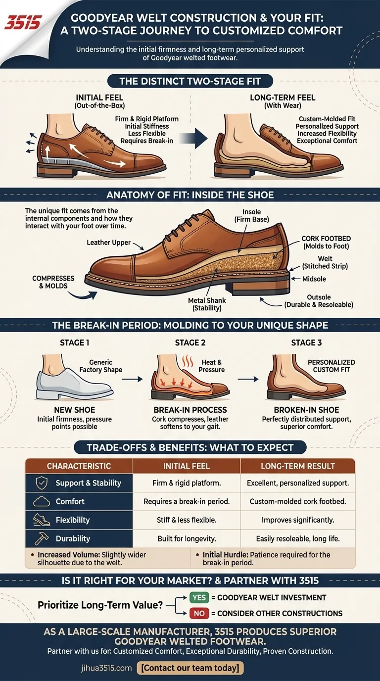 Quel est l'effet de la construction Goodyear sur l'ajustement de la chaussure ? Découvrez le chemin vers un ajustement personnalisé Guide Visuel