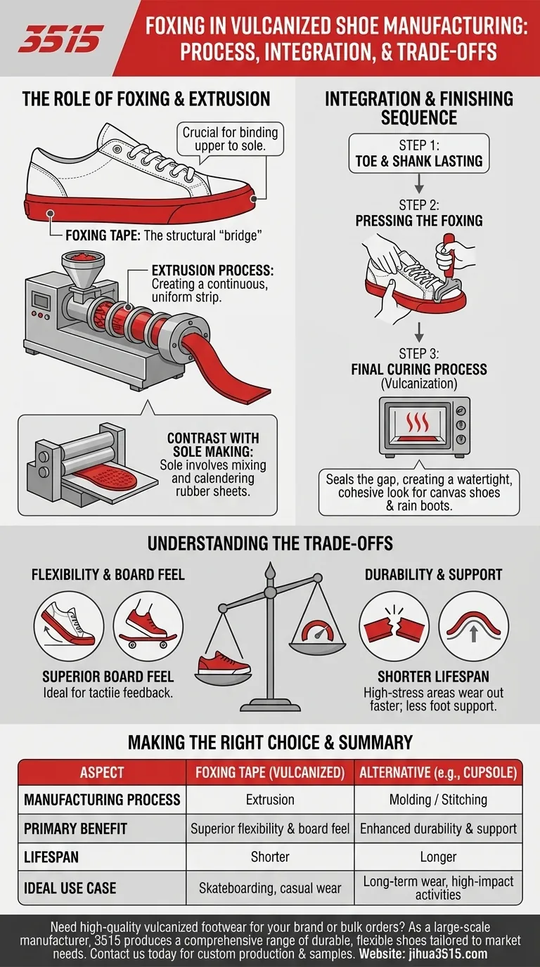 Qu'est-ce qui est impliqué dans la fabrication du renfort pour chaussures vulcanisées ? Le processus d'extrusion expliqué Guide Visuel