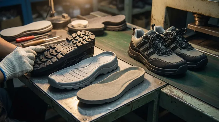 Quels sont les principaux composants créés lors du processus de fabrication de la semelle de chaussure ? La semelle intérieure, la semelle intermédiaire et la semelle extérieure expliquées