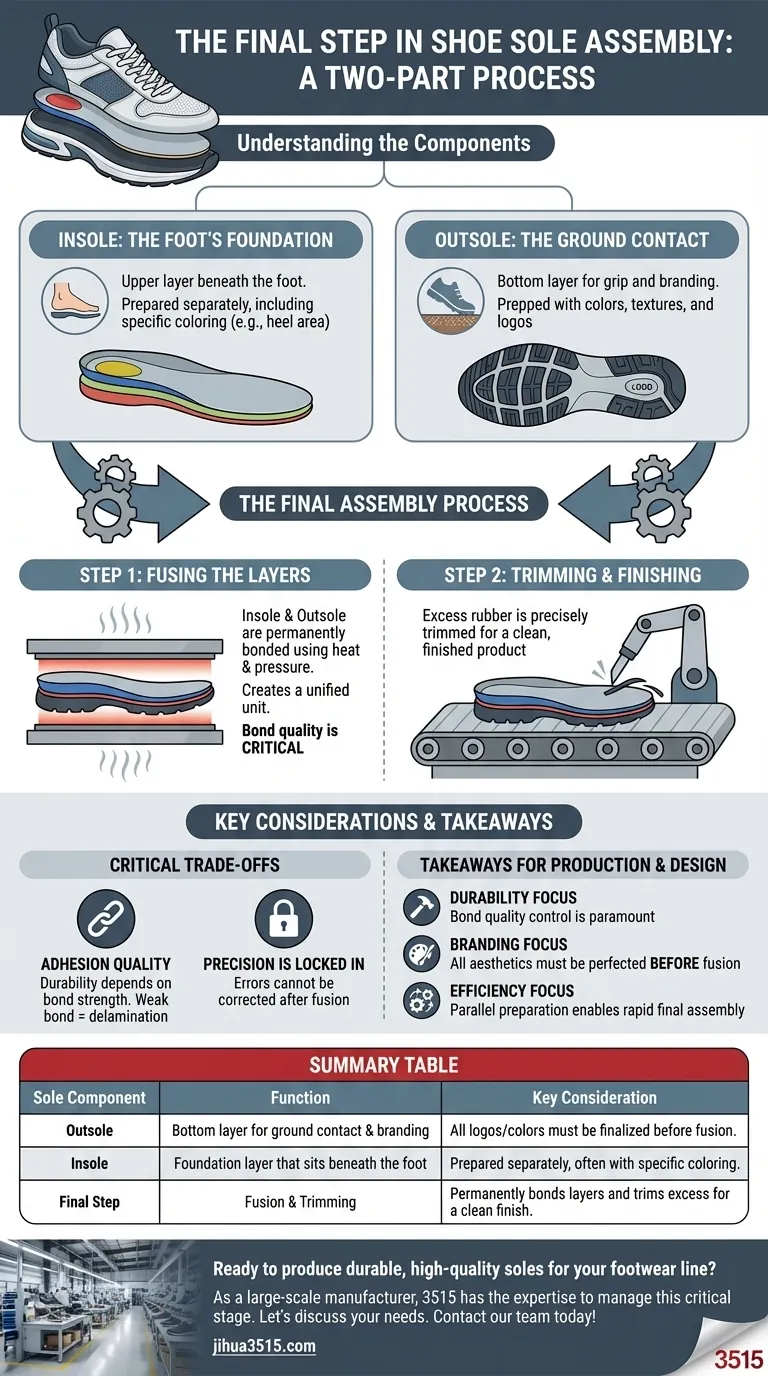 Quelle est la dernière étape de la création d'une semelle de chaussure complète ? Un guide du processus d'assemblage et de collage final Guide Visuel