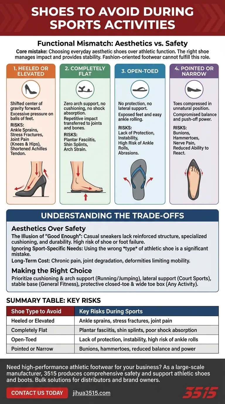 Quali tipi di scarpe dovrebbero essere evitati durante le attività sportive? Proteggi i tuoi piedi dagli infortuni Guida Visiva