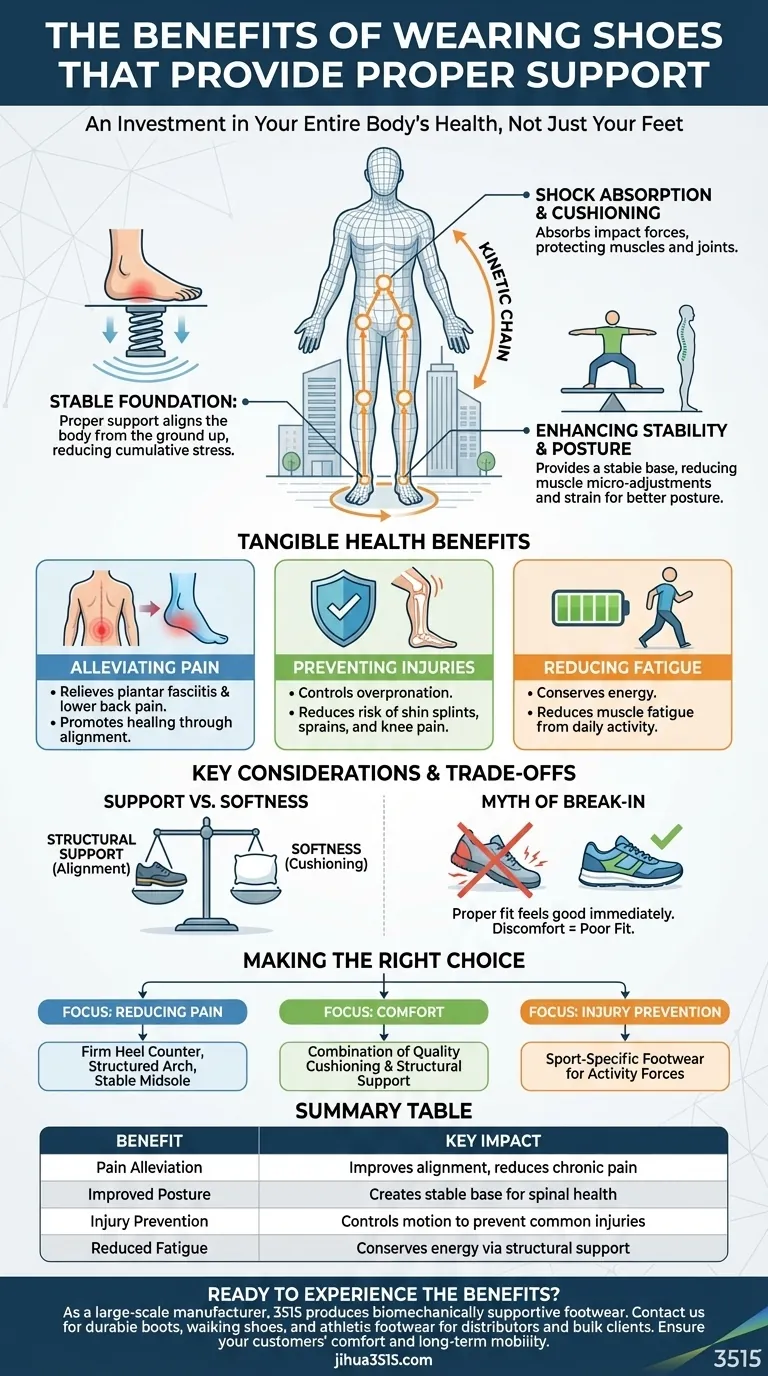 Quels sont les avantages de porter des chaussures offrant un bon soutien ? Soulager la douleur et améliorer la posture Guide Visuel