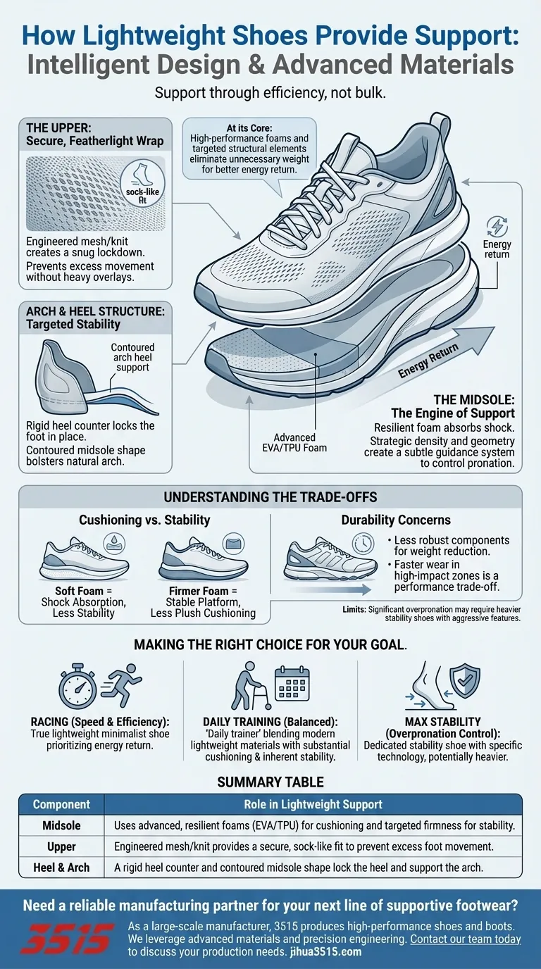 Come fanno le scarpe leggere a fornire supporto? La scienza dell'ammortizzazione efficiente e della stabilità Guida Visiva
