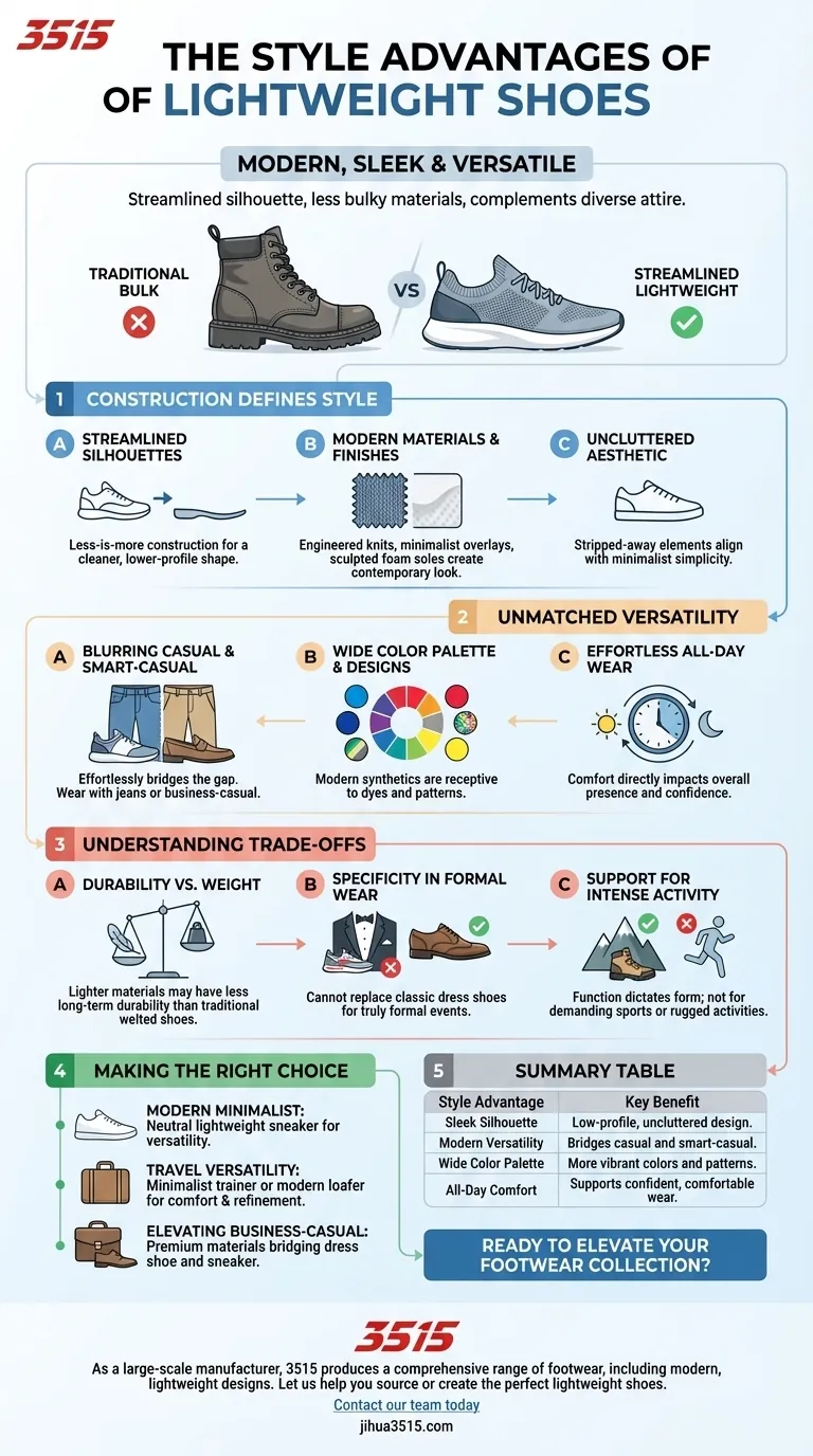 Quels sont les avantages stylistiques des chaussures légères ? Élégantes, polyvalentes et confortables modernes Guide Visuel