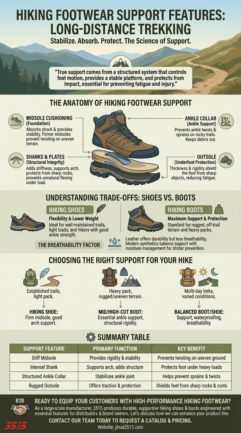 Quelles caractéristiques de soutien les chaussures ou bottes de randonnée offrent-elles pour la randonnée de longue distance ? Soutien essentiel pour l'endurance et la prévention des blessures Guide Visuel
