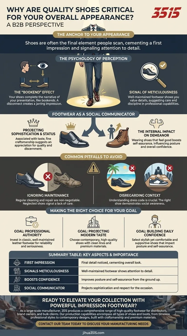 Perché le scarpe di qualità sono importanti per l'aspetto generale? L'ancora di un'impressione curata Guida Visiva