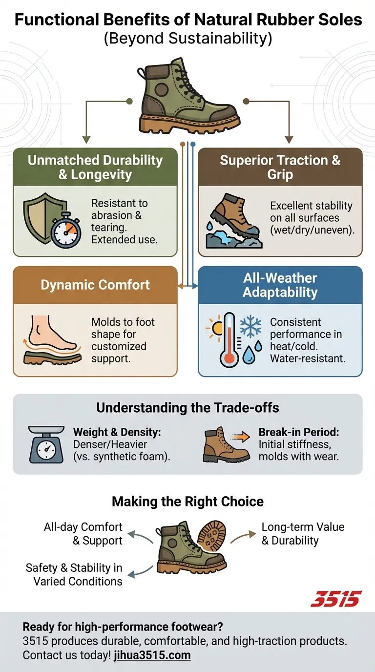 Quels sont les avantages fonctionnels des semelles en caoutchouc naturel au-delà de la durabilité ? Découvrez une durabilité et une adhérence supérieures Guide Visuel