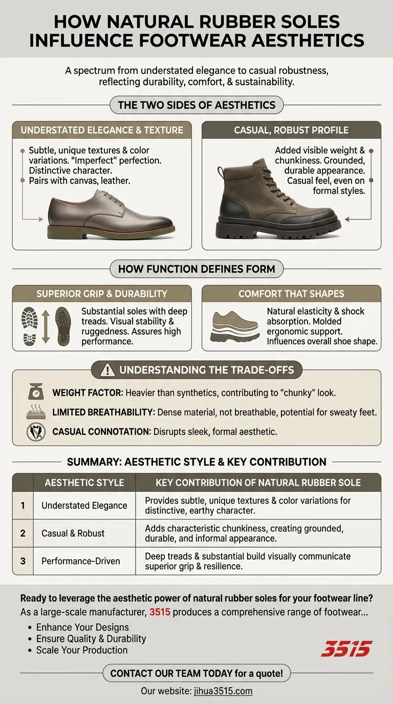 Comment les semelles en caoutchouc naturel contribuent-elles à l'esthétique des chaussures ? De l'élégance subtile au style robuste Guide Visuel