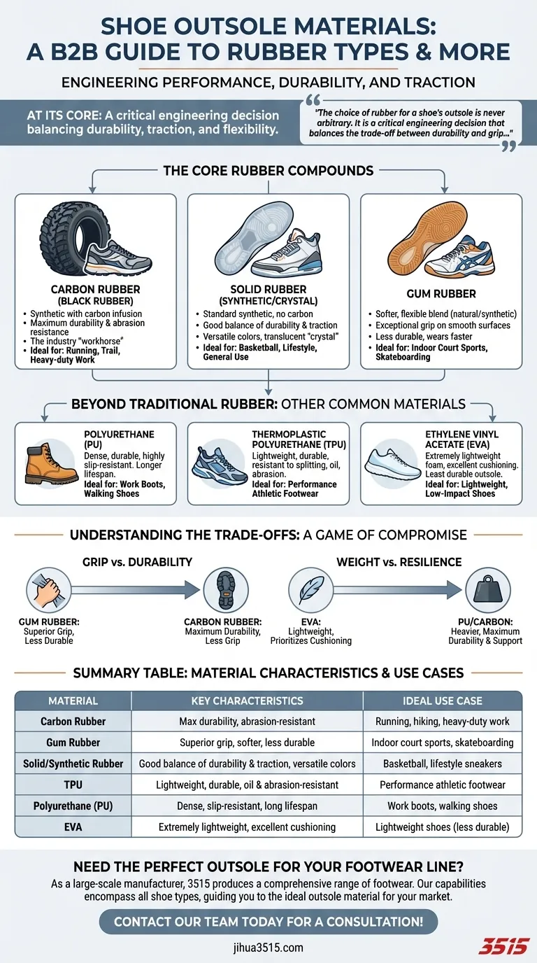 Quels sont les différents types de caoutchouc utilisés pour les semelles extérieures de chaussures ? Choisissez le bon composé pour la performance Guide Visuel