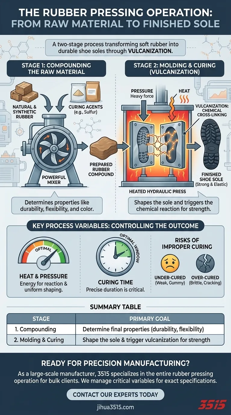 Quelles sont les étapes de l'opération de pressage du caoutchouc pour les semelles de chaussures ? Maîtriser le processus de vulcanisation Guide Visuel