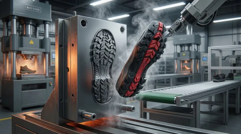 Quel est le but du revêtement en Téflon sur les moules de semelles extérieures ? Améliorer la production et protéger les moules