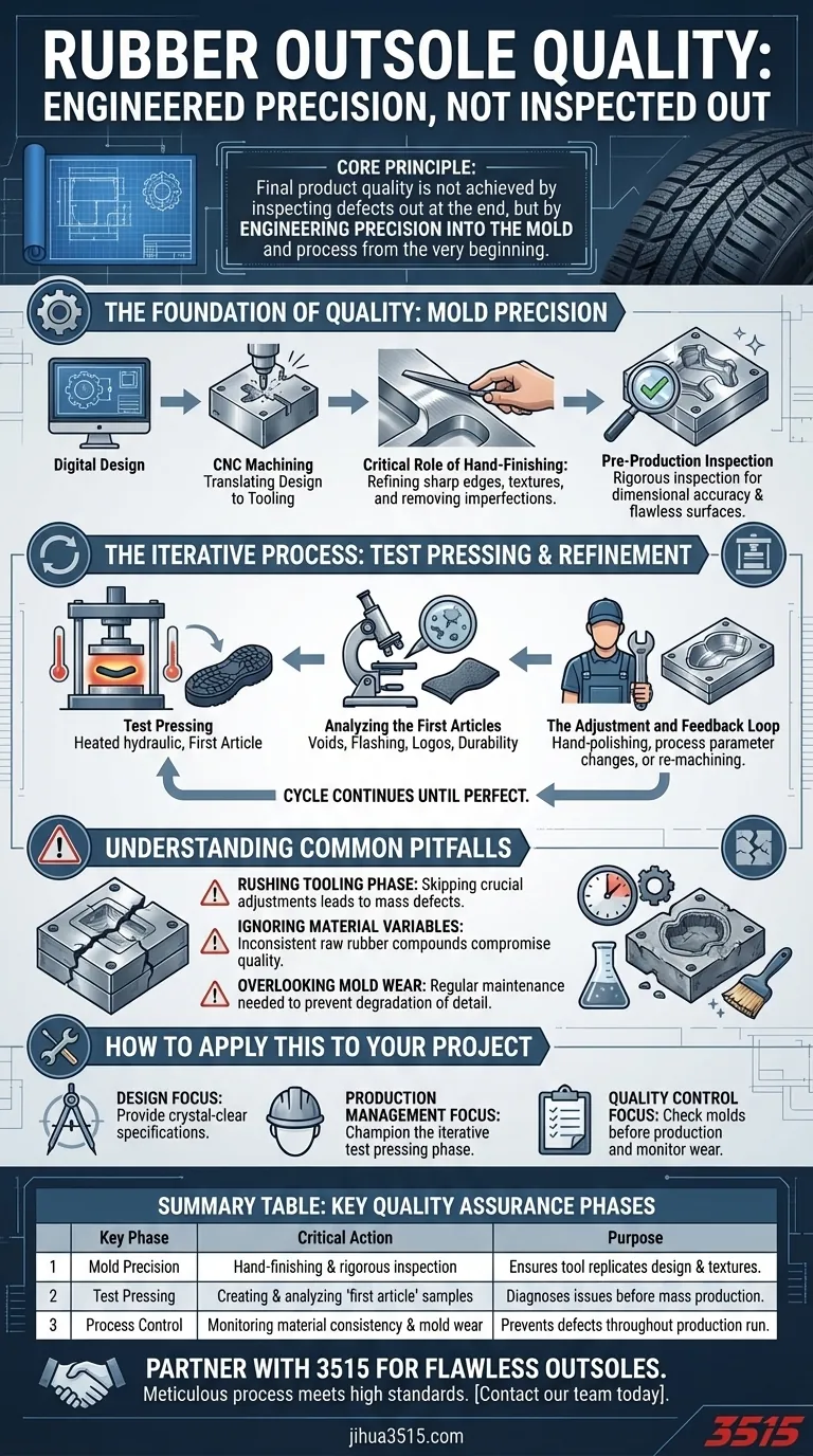 Comment la qualité des semelles extérieures en caoutchouc est-elle assurée pendant la production ? Maîtrisez le processus pour des semelles parfaites Guide Visuel