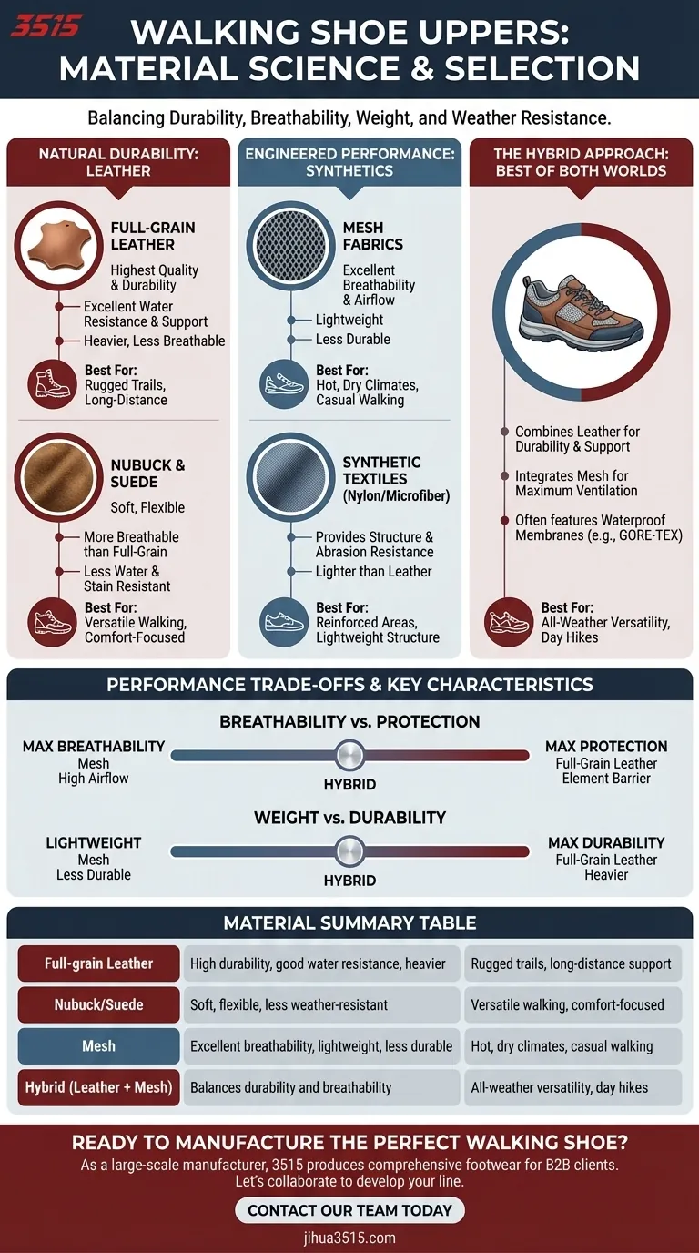 Quels matériaux sont utilisés pour la tige d'une chaussure de marche ? Choisissez le bon équilibre pour votre marche Guide Visuel