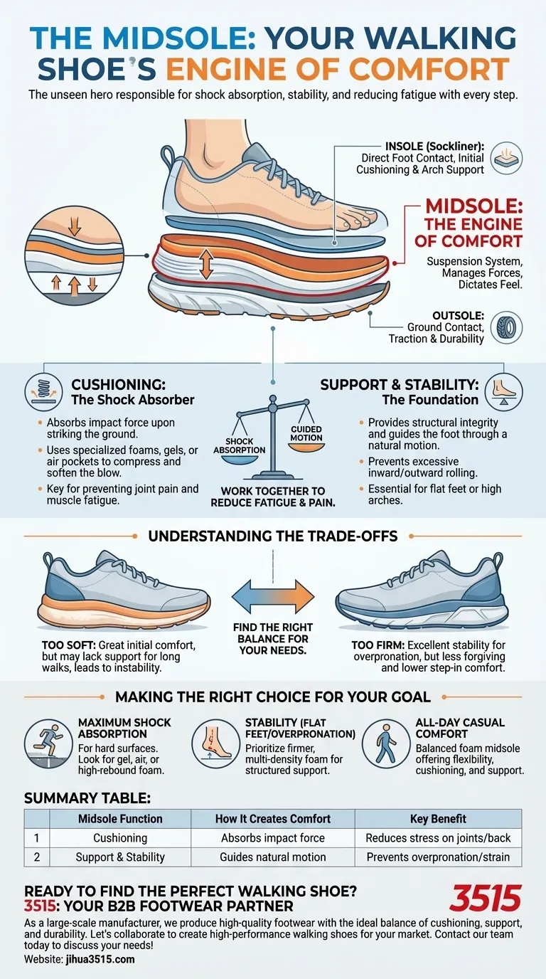 ¿Cómo contribuye la entresuela de un calzado para caminar a la comodidad? La clave del amortiguamiento y el soporte Guía Visual