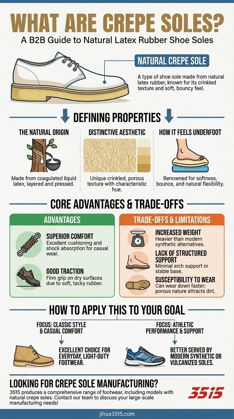 Qu'est-ce qu'une semelle crêpe et comment est-elle utilisée dans les chaussures ? Un guide sur le confort du caoutchouc naturel Guide Visuel