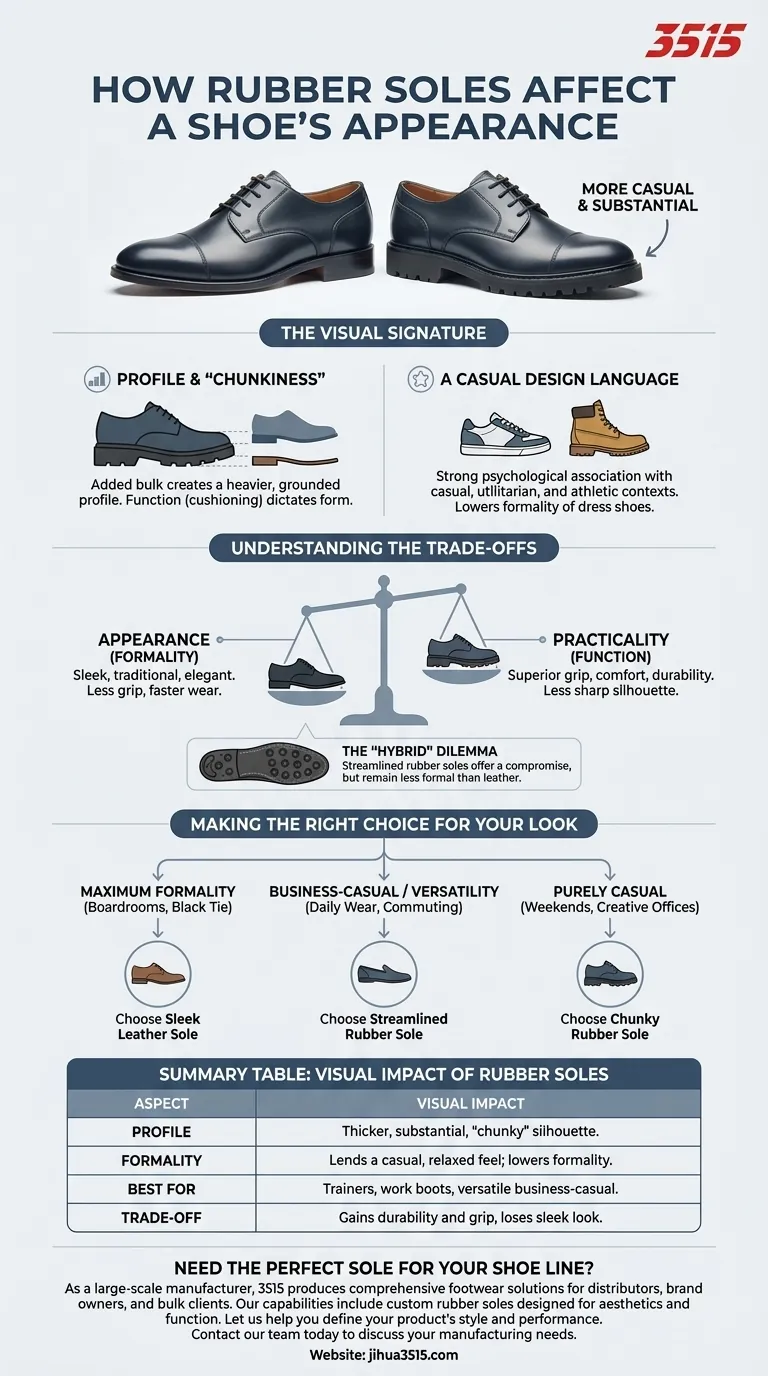 كيف تؤثر النعل المطاطي على مظهر الحذاء؟ تحديد أسلوب الحذاء الخاص بك ومدى رسمية. دليل مرئي
