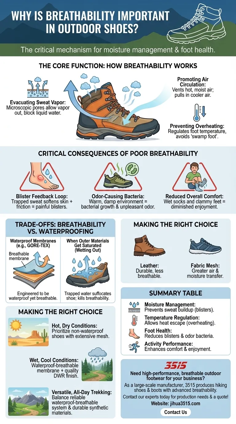 Pourquoi la respirabilité est-elle importante dans les chaussures d'extérieur ? Prévenir les ampoules et assurer la santé des pieds Guide Visuel