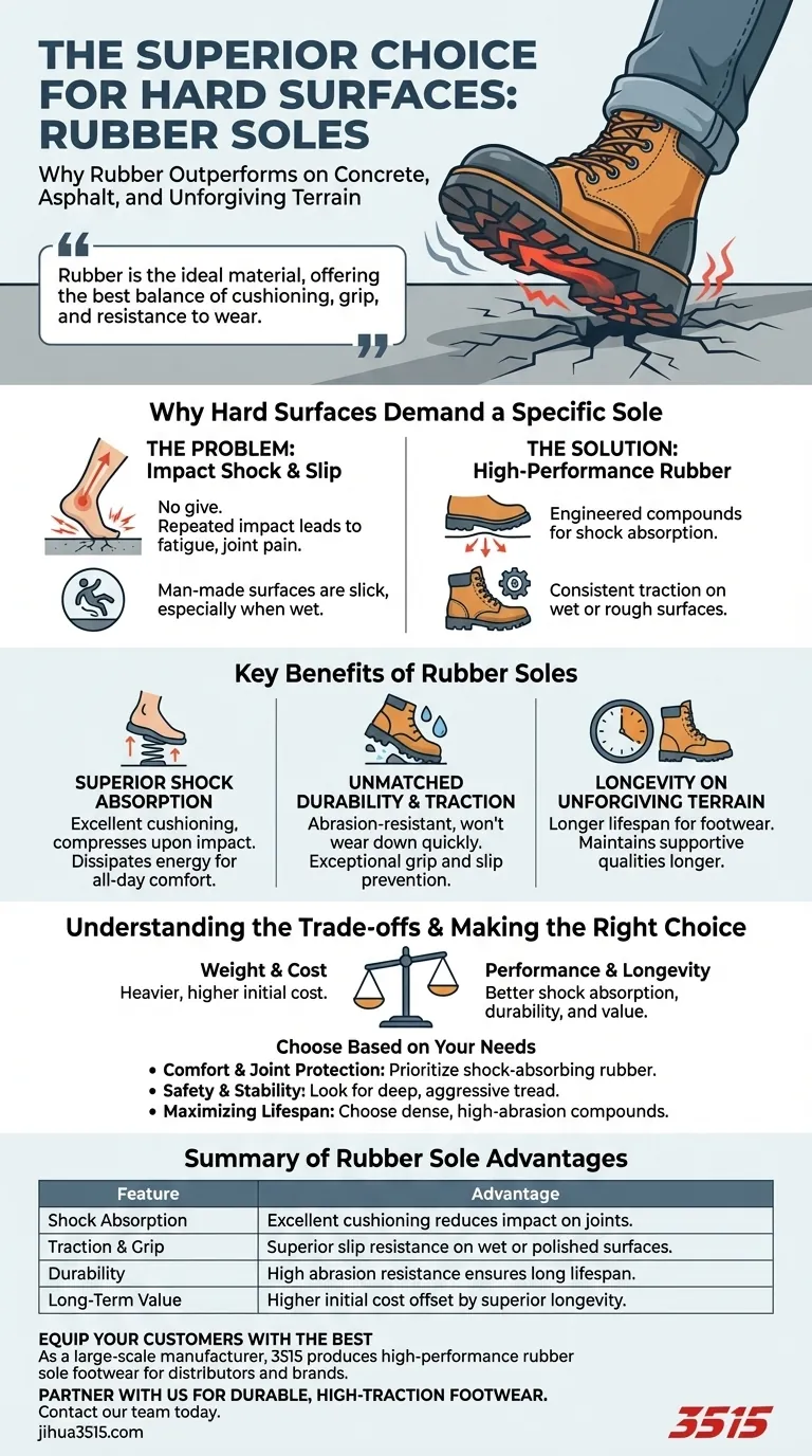 Quel type de semelle est préférable pour les surfaces dures ? Semelles en caoutchouc pour un confort et une durabilité supérieurs Guide Visuel