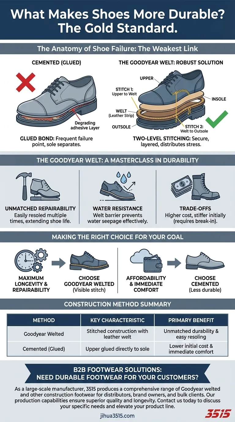 Quelle est une façon courante de rendre les chaussures plus durables ? Choisissez la construction Goodyear Welted Guide Visuel