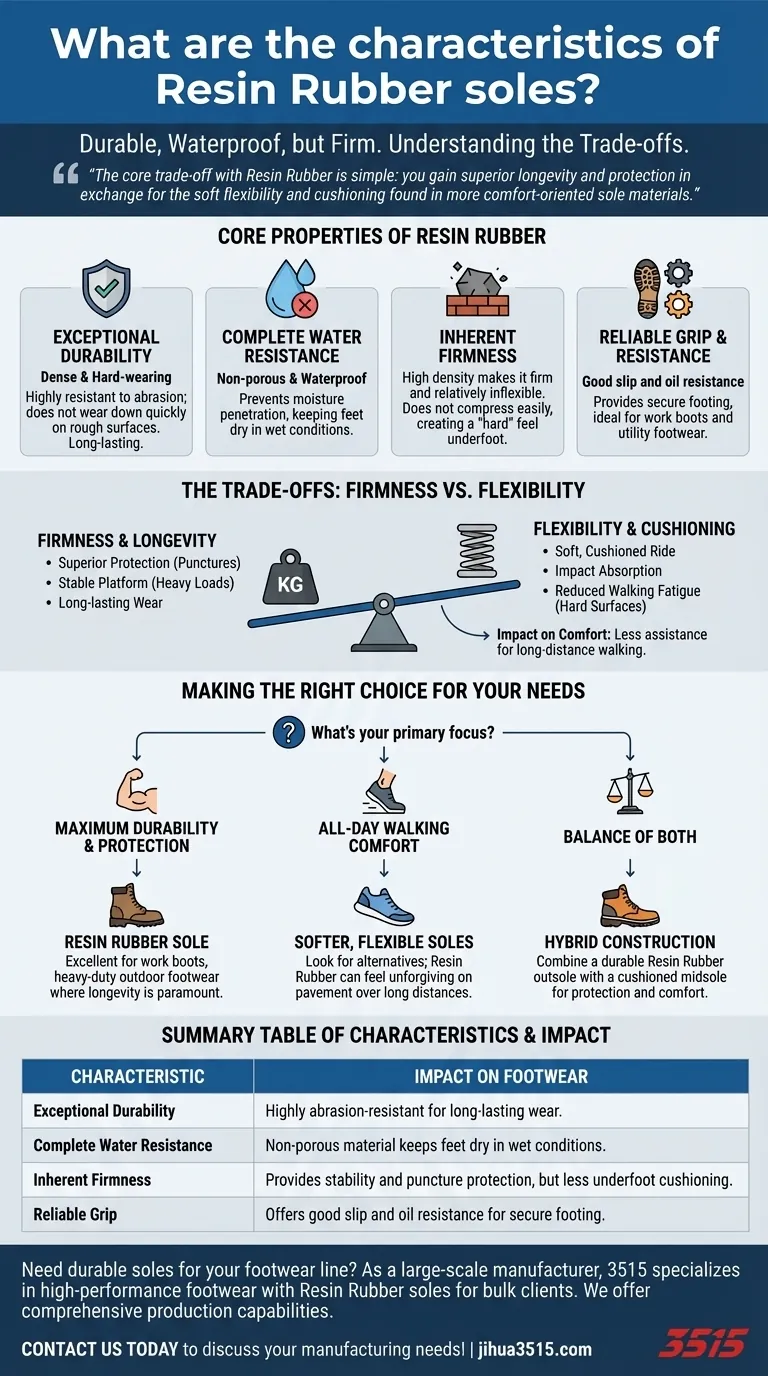 Quelles sont les caractéristiques des semelles en caoutchouc résine ? Durables, imperméables et fermes Guide Visuel