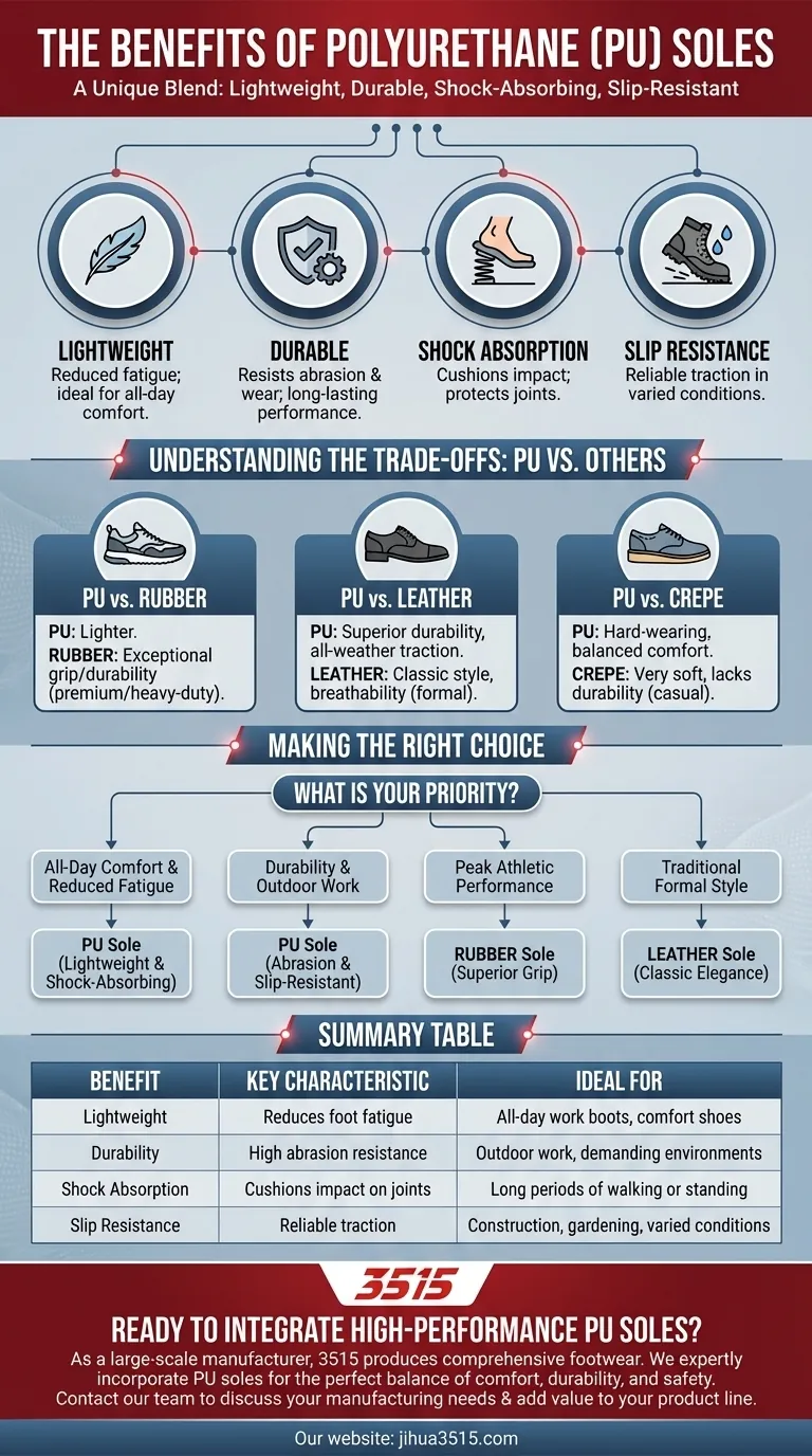 Quels sont les avantages des semelles en polyuréthane ? Légères, durables et absorbant les chocs Guide Visuel