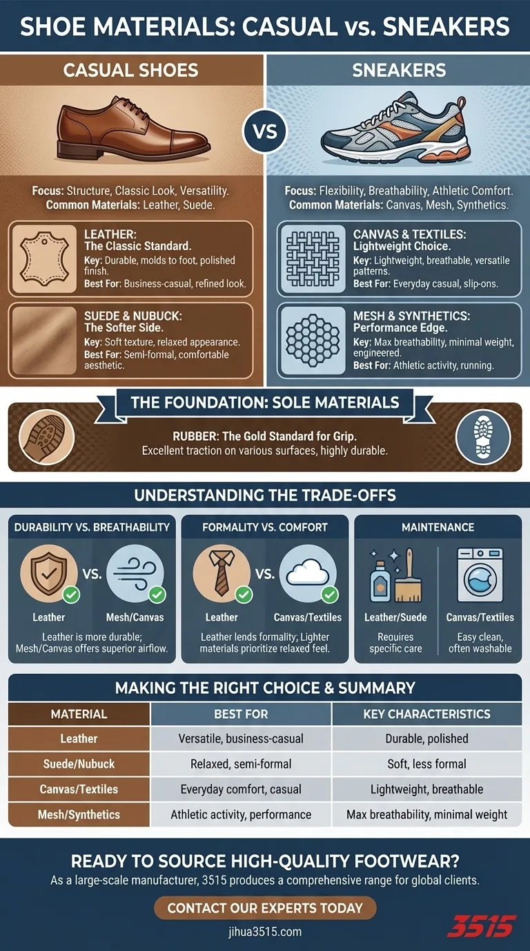 Quels matériaux sont utilisés dans les chaussures décontractées et les baskets ? Choisissez le bon matériau pour la durabilité et le confort Guide Visuel