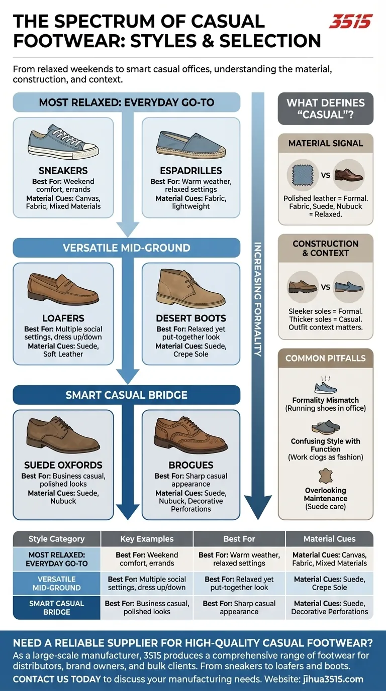 Quels sont les styles courants de chaussures décontractées ? Des baskets aux mocassins "smart casual". Guide Visuel