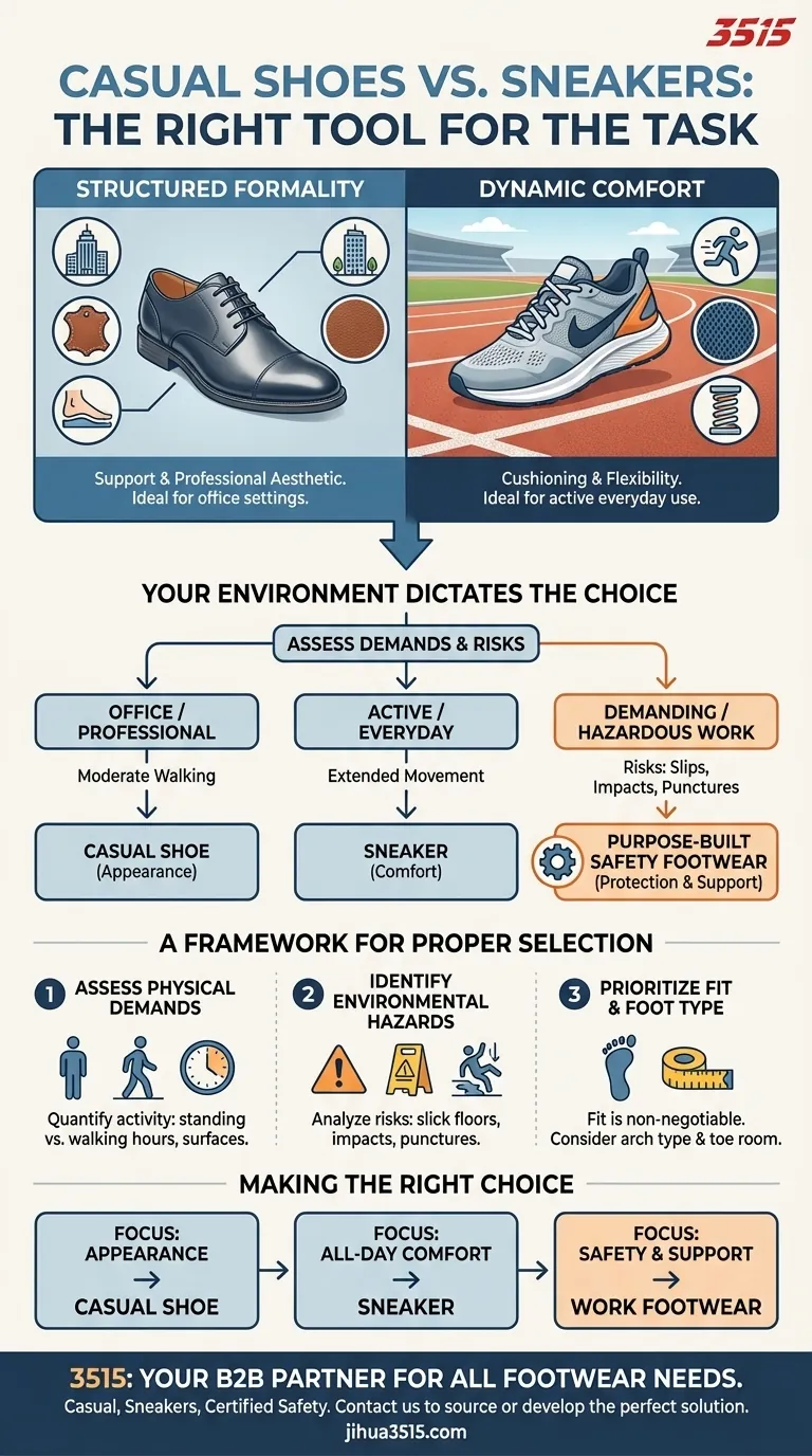 Quels facteurs prendre en compte pour choisir entre des chaussures décontractées et des baskets ? Un guide de la fonctionnalité des chaussures. Guide Visuel