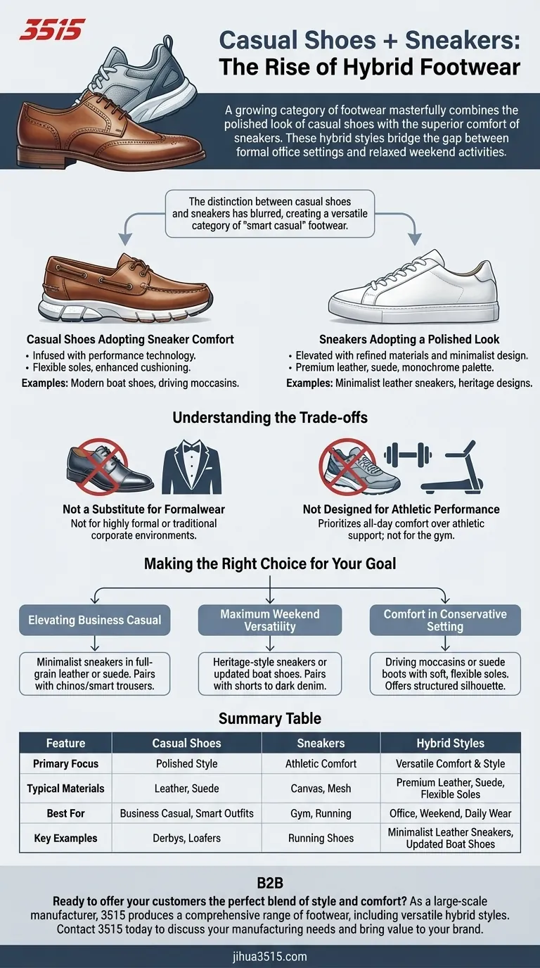 Existe-t-il des styles qui combinent les caractéristiques des chaussures décontractées et des baskets ? Découvrez les chaussures hybrides polyvalentes Guide Visuel