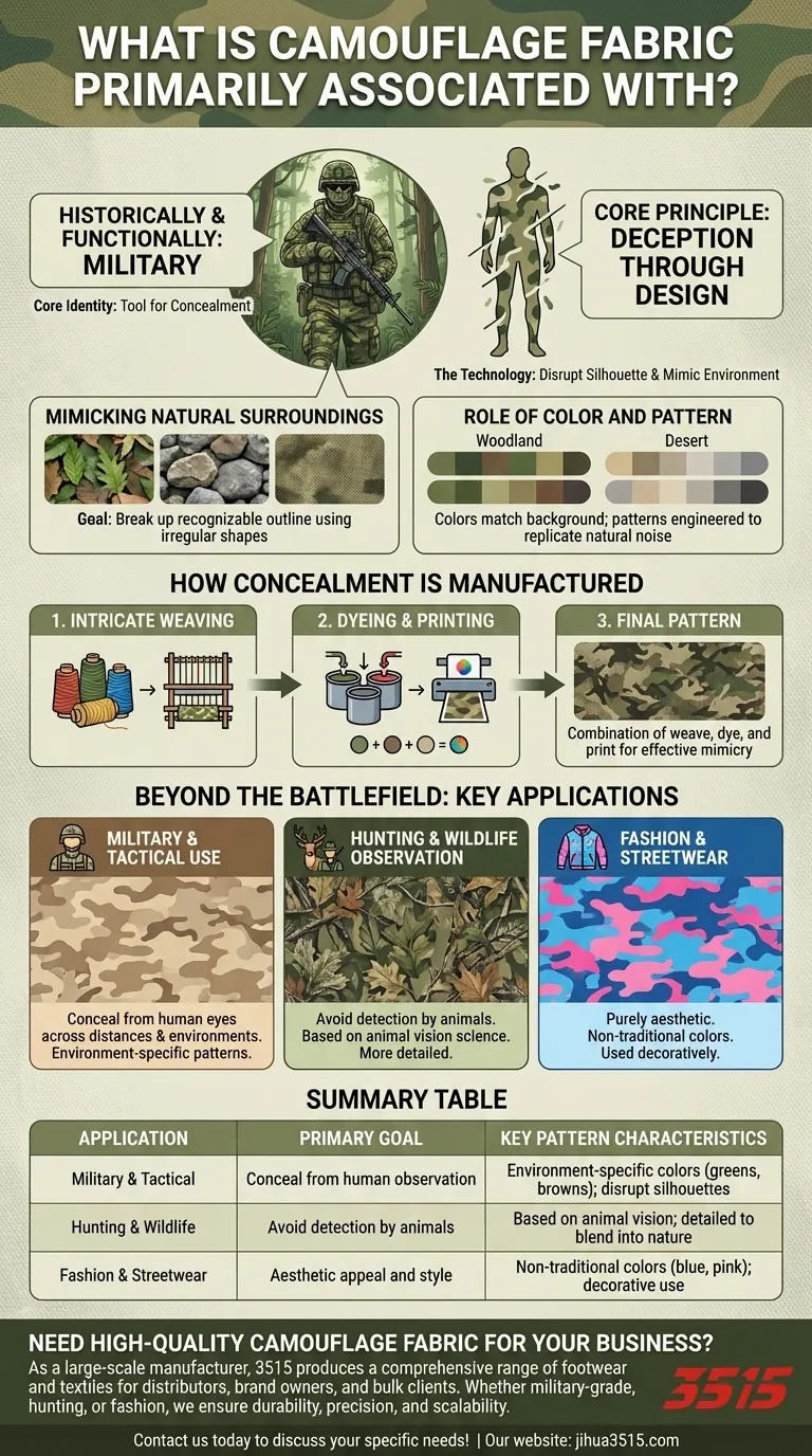 À quoi le tissu de camouflage est-il principalement associé ? Découvrez ses racines militaires et ses utilisations modernes Guide Visuel
