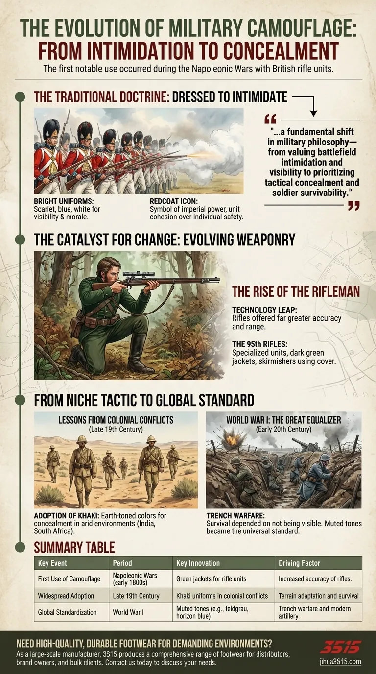 ¿Qué evento histórico marcó el primer uso del camuflaje en la vestimenta militar? El cambio táctico de las Guerras Napoleónicas Guía Visual