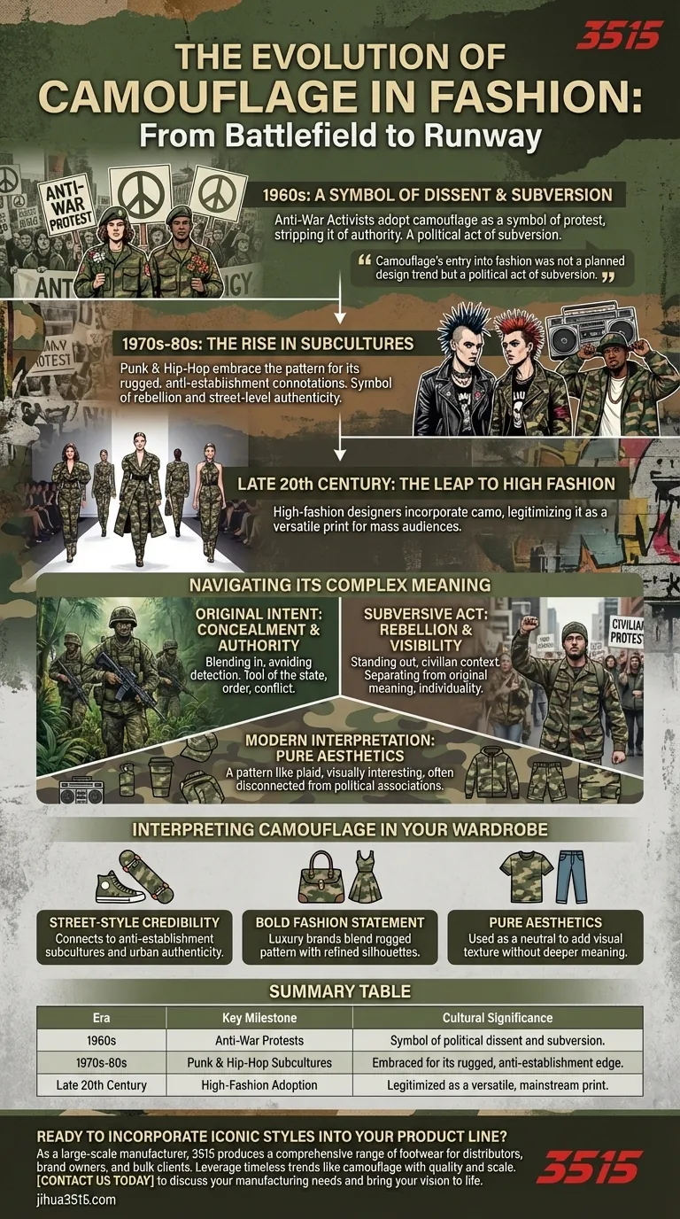 Quand le tissu camouflage est-il devenu populaire dans la mode ? De l'uniforme militaire à l'élément essentiel du style Guide Visuel