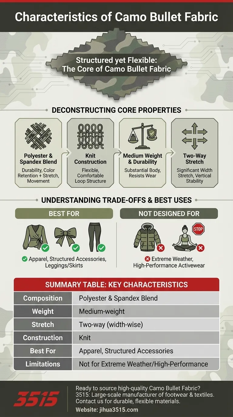 Quelles sont les caractéristiques du tissu Camo Bullet ? Un guide sur les matériaux tricotés durables et extensibles Guide Visuel