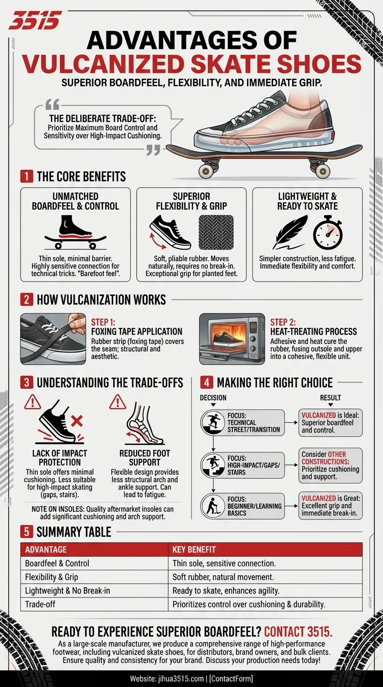 Quels sont les avantages des chaussures de skate vulcanisées ? Libérez un toucher de planche et un contrôle supérieurs Guide Visuel