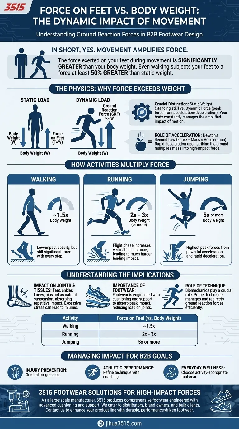 Come si confronta la forza esercitata sui piedi con il peso corporeo? Scopri l'impatto sorprendente del movimento Guida Visiva