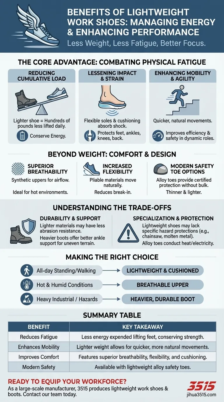 Quels sont les avantages des chaussures de travail légères ? Réduire la fatigue et augmenter la productivité Guide Visuel