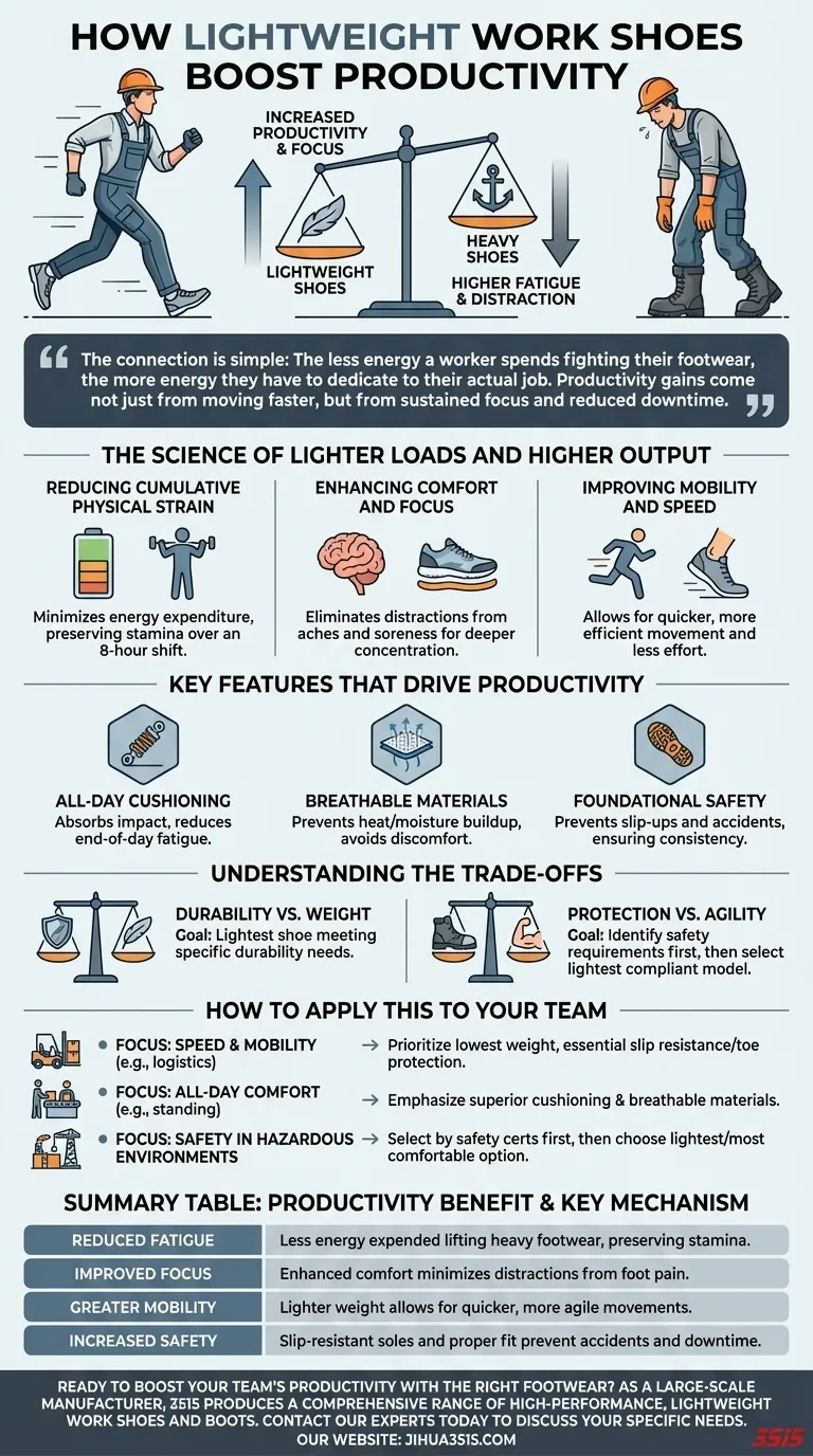 ¿Cómo pueden los zapatos de trabajo ligeros aumentar la productividad? Mejora la eficiencia y reduce la fatiga Guía Visual