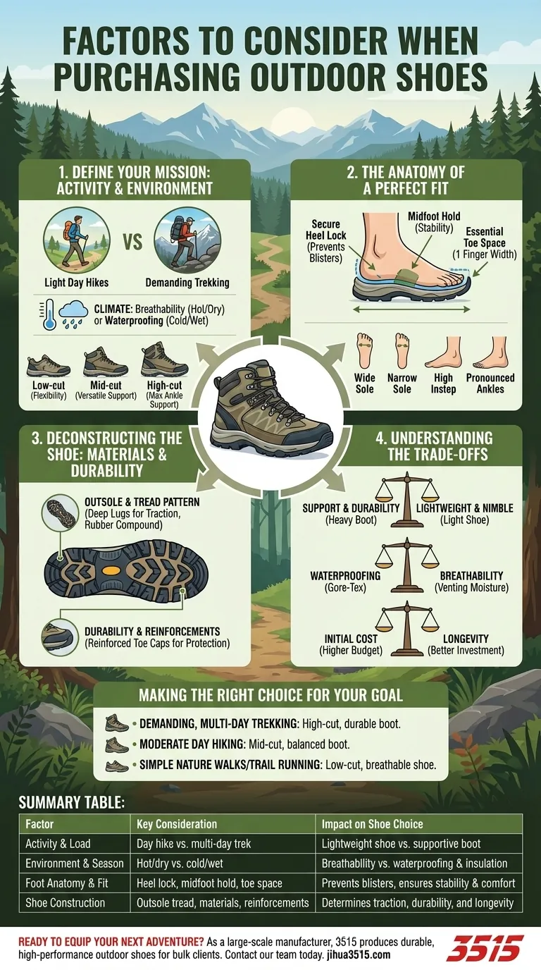 ¿Qué factores se deben considerar al comprar calzado de exterior? Una guía para un ajuste y rendimiento perfectos Guía Visual