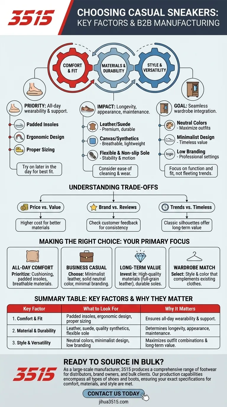 Quali sono i fattori chiave da considerare quando si scelgono le sneakers casual? Trova la tua vestibilità e il tuo stile perfetti Guida Visiva