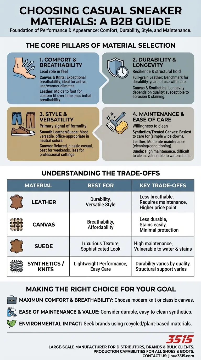 Que faut-il considérer concernant les matériaux utilisés dans les baskets décontractées ? Choisissez pour le confort, la durabilité et le style Guide Visuel